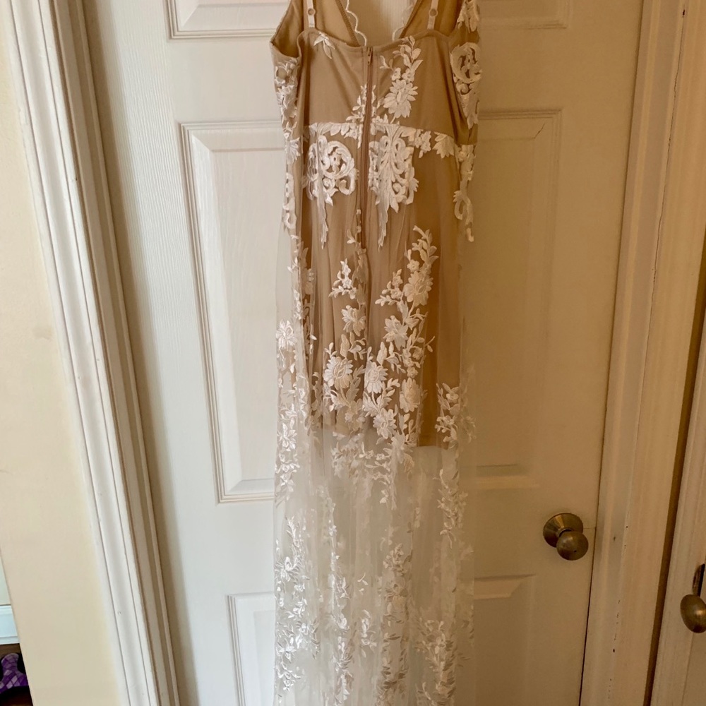 White long floor length lace gown